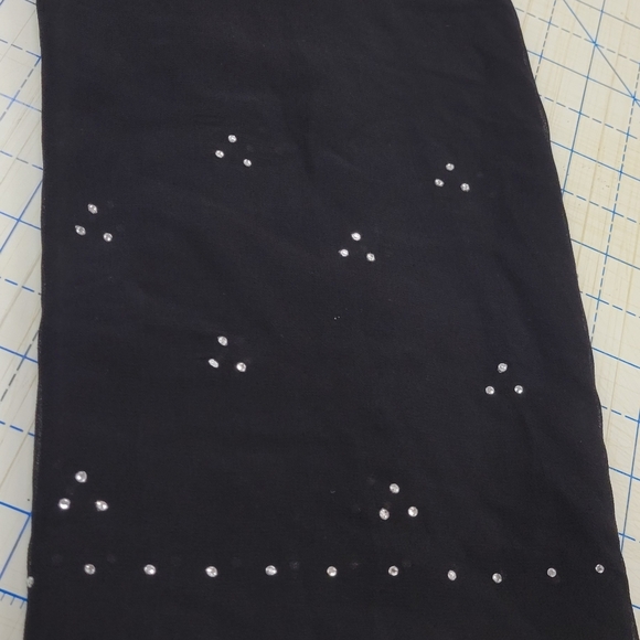 Black Sheer Rhinestone Accented 72" x 21" Scarf - Picture 3 of 5